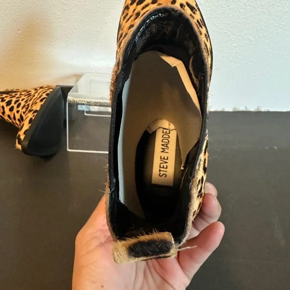 NWOT Steve Madden Jerry Leopard Print Calf Hair Pointed-Toe Ankle Booties Size 6 - Picture 9 of 10